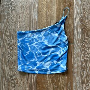 Forever 21 Water Print One Shoulder Crop Top in Size Small